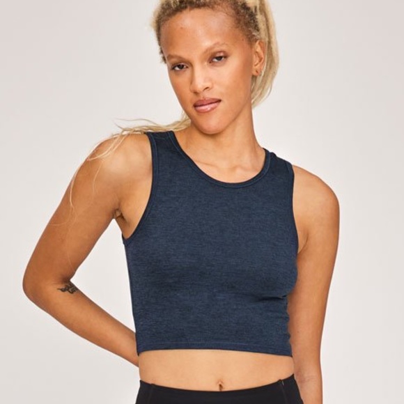 girlfriend collective Tops - Girlfriend Collective Stretch Super Crop Tank, Midnight, M